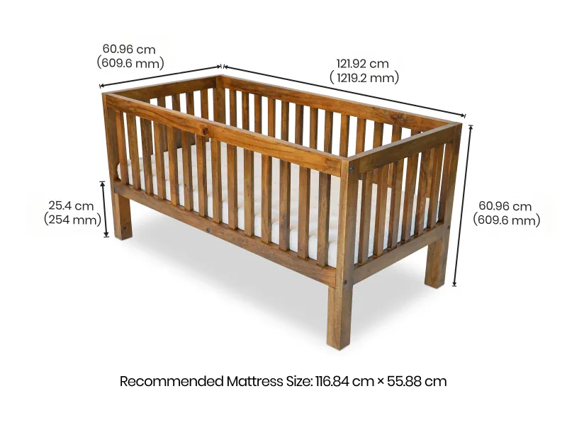 Clara Baby Crib (Cot) with Mattress (46 X 22 X 3)
